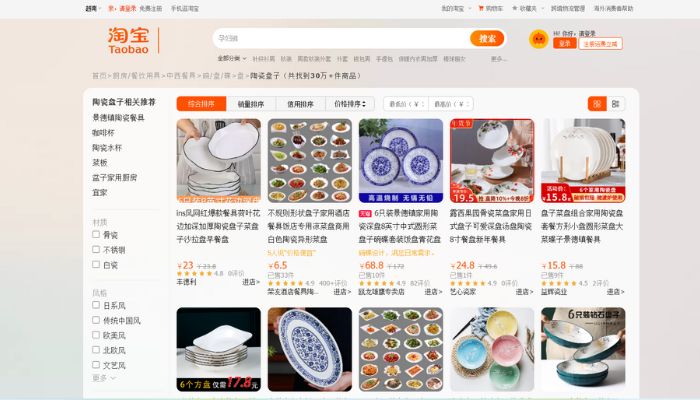 Nhập hàng bát đĩa Trung Quốc trên các trang thương mại điện tử