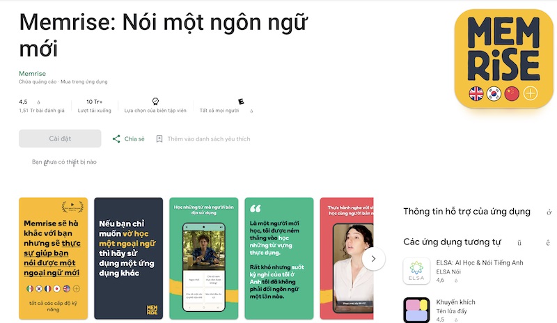 App học từ vựng tiếng Trung Memrise