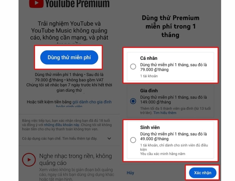 dừng thử miễn phí youtube premium