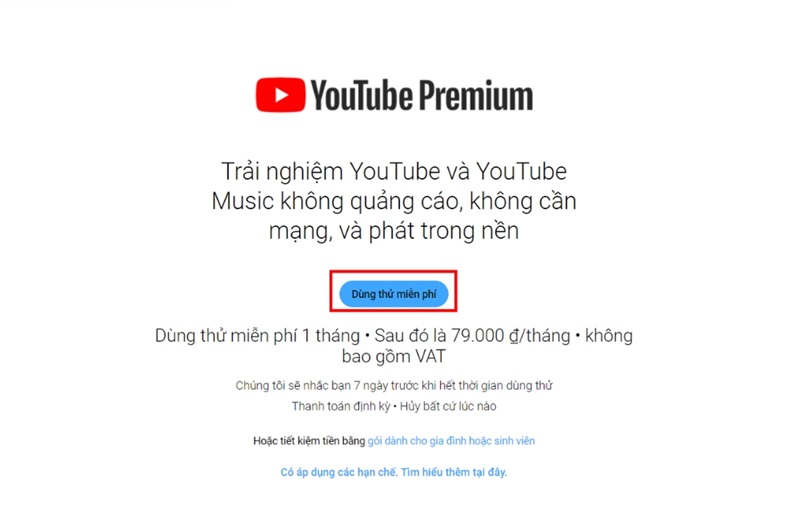 dùng thử youtube premium